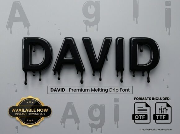 David: The Premium Melting Drip Font for Modern Street-Luxe