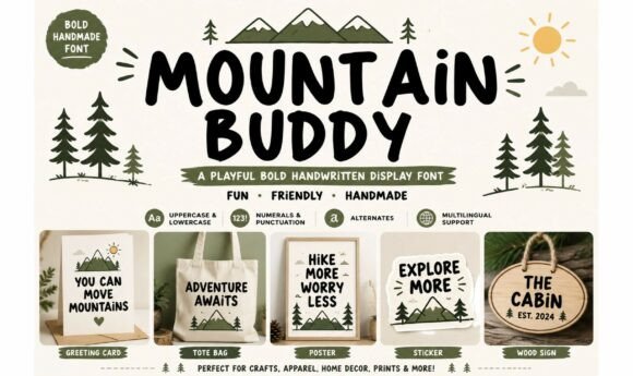 Mountain Buddy: The Bold, Handmade Font for Adventurous Designs
