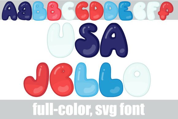 USA Jello: A 3D Glossy Bubble Font for Playful Design